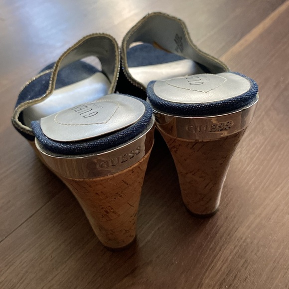 GUESS denim slip on wedge shoe with crystal trim - Picture 3 of 6